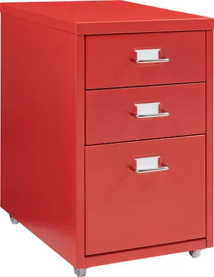 Zdjęcie produktu dla Mobilna podstawa "Kökar" z 3 szufladami stalowa 48 x 28 x 41 cm czerwona