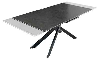 Immagine prodotto di Tavolo da pranzo allungabile ARAVIS 160-200 cm – Vetroceramica nera e gambe di design in metallo