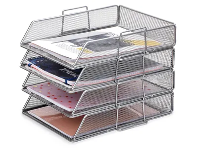 Produktbild von EXERZ Briefablagen 4tlg/ Papiersortierer/Schreibtisch multifunktionaler Organiser/Dateihalter für Büro, Schule, Studie, 2-In-1-Schublade
