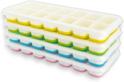 Produktbild von Eiswürfelform mit Deckel, aus Silikon – Set mit 4 Stück – für 56 Eiswürfel