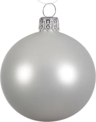 Produktbild von Weihnachtskugeln Glas 6cm mundgeblasen 6er Box - Winterweiß matt