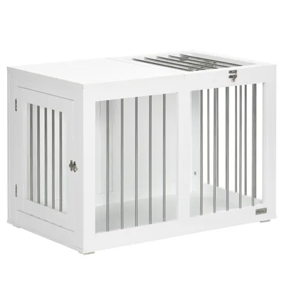 Produktbild von Hundekäfig Haustierkäfig für mittelgroße Hunde 80 x 50 x 56,5 cm mit 2 Türen und Transportfunktion,Hundebox, verriegelbar, Stahlgitter