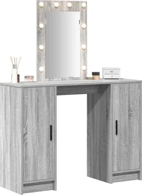 Obrázok produktu pre vidaXL Toaletný stolík s úložným priestorom Sivý 102 x 33 x 135 cm Materiál na báze dreva