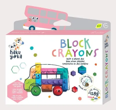 Productafbeelding van HAKUYOKA - Blokken waskrijtjes, schoolbusmodel