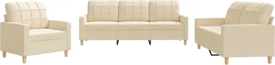 Produktbild von 3-tlg. Sofagarnitur mit Kissen Creme Stoff