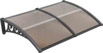 Produktbild von Vordach Haustür für Haustür und Terrasse,Polycarbonat Vordach,hohle PC-Scheibe+PP Ständer,Bogenpavillon für Außentüren oder Fenster 100x200cm(Braun)