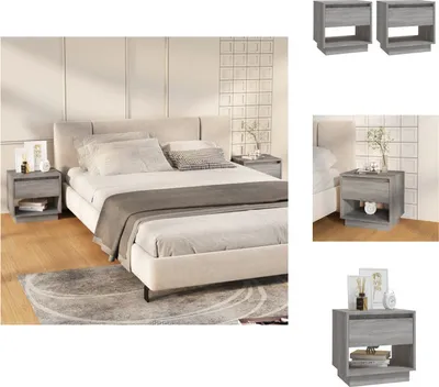 Immagine prodotto di vidaXL Comodini 2 pz. Grigio Sonoma 45x34x44 cm Materiale a base di legno - Comodini