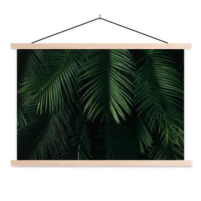 Produktbild von MuchoWow® Textilposter Blätter - Tropisch - Muster - Jungen - Mädchen - Kinder - Kind 60x40 cm mit holzfarbenen Rahmen - Bilder