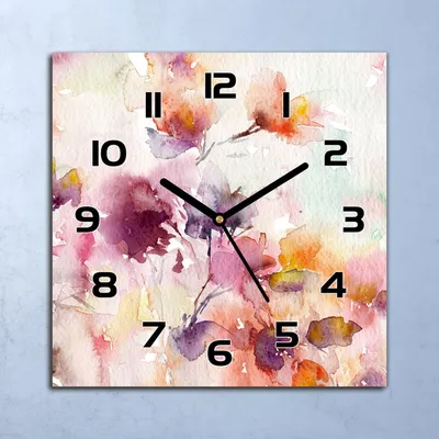Produktbild von Wanduhr Echt-Glas-Küchenuhr Pastell Natur Blumen Quarz 30x30 Deko Bilder