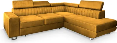 Produktbild von Masseno Ecksofa NOLA R-S mit Schlaffunktion L-Form, Sofa mit Bettkasten, Wohnzimmersofa, Couch, Soffa, Bettsofa, Couchgarnitur- Gelb, MONOLITH 48