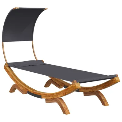 Produktbild von Sonnenliege mit Dach 100x200x126 cm Bugholz Massiv Anthrazit