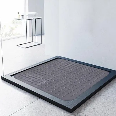 Immagine prodotto di Tappetino antiscivolo, 80 x 80 cm, tappetino per doccia o vasca da bagno, grande tappetino quadrato per doccia (grigio trasparente, 80 x 80 cm)