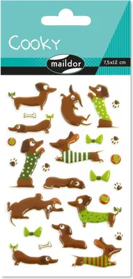 Produktbild von Maildor 10x Cooky, 1 Stickerbogen 7,5x12cm, Dackel - Mehrfarbig CY097C