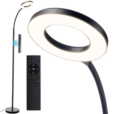 Zdjęcie produktu dla BlitzWill® BWL-FL5 12W Lampa stojąca LED 1000lm z funkcją ściemniania 2700-6500K CCT Funkcja pamięci Pilot magnetyczny Lampa do salonu, wtyczka UE