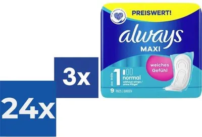 Obrázok produktu pre Veľké bežné vložky – 3 x 9 kusov – výhodné balenie 24 kusov