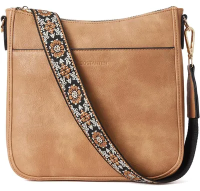 Produktbild von Umhängetasche Damen Mittelgroß Leder Hellbraun Verstellbarer Gurt