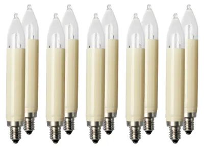 Produktbild von Ersatz Birne Lichterkette Schaftkerze Weihnachten 10er Set 23 V 3 W Sockel E10