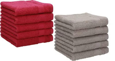 Produktbild von Betz 10 Stück Seiftücher 30x30 cm PALERMO 100% Baumwolle Farbe: cranberry und stone