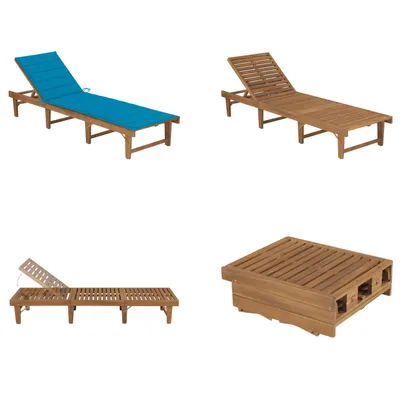 Imagen del producto de vidaXL: Silla de jardín plegable con cojín, de madera de acacia maciza. Silla de sol, tumbonas, silla de jardín de madera, tumbonas de madera