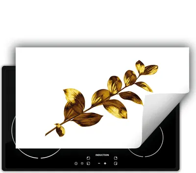 Produktbild von DarHaus Herdabdeckplatte 90x52 cm Anti Rutsch Matte Aufrollbar, weiß - gold - Blume