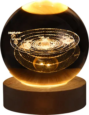 Productafbeelding van Nachtlamp met kristallen bol, lamp met kristallen bol, 3D-lamp met kristallen bol, nachtlamp met glazen kristallen bol, nachtlamp met kristallen bol