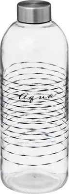 Produktbild von Glaswasserflasche/Trinkflasche/Sportflasche - klar transparent - mit Edelstahldeckel - 1000 ml
