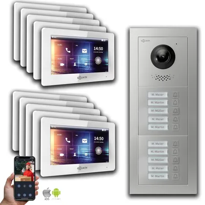Image de Goliath 2-fils BUS Video Doorbell : 10 maison familiale, Smartphone-App, argent : 7 pouces en blanc : Boîte d'encastrement Sélection du moniteur : 7 pouces en blanc Boîte de montage de la sonnette : Boîte d'encastrement