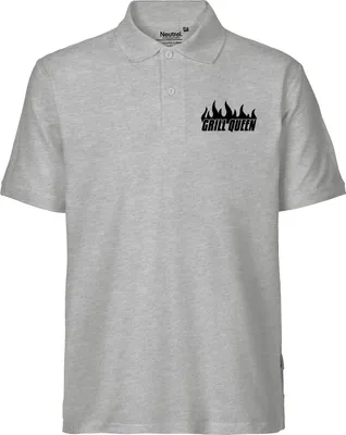Produktbild von Huuraa Herren Polo Shirt Grill Queen Flammen XXL Sport Grey Bio Baumwolle Fairtrade Poloshirt Geschenkidee