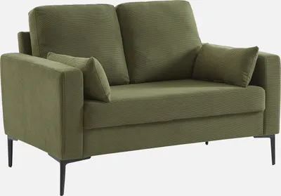 Produktbild von sweeek - 2-Sitzer-Sofa, mit Cordbezug und Metallfüßen - Dunkelkhaki