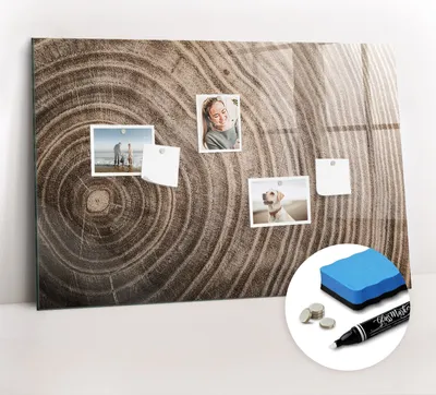 Produktbild von Magnetpinnwand Memoboard - Zubehörsatz - Weißer Marker + Schwamm + Magnete - 90 x 60 cm - Baumstamm