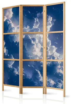 Produktbild von Muralo Japanischer PARAVENT 3-teilig Raumteiler klappbar PREMIUM-Vliesleinwand ABENDHIMMEL für Schlafzimmer 135cmx172cm