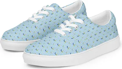 Produktbild von Mr. & Mrs. Panda Sneaker Damen Pinguin Surfer Größe 42 - Blau - Geschenk, Hawaii, Optimistisch, Portugal, Damenschuhe, Schnürschuhe, Urlaub, Stoffschuhe, Sportschuhe