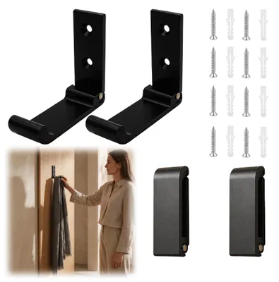 Klappbare Wandhaken aus Aluminium, 4 Stück, schwarz, 7,5 cm