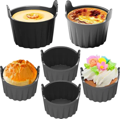 Produktbild von Siliconen Muffinvormpjes Set von 6 - Wiederverwendbare Antihaft-Backformen für Cupcakes, Torten und Desserts - Rund 7 x 7 x 6 cm