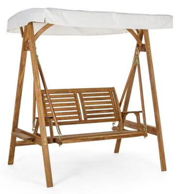 Produktbild von 2-Sitzer Gartenschaukel aus Holz mit Sonnendach Noemi YES