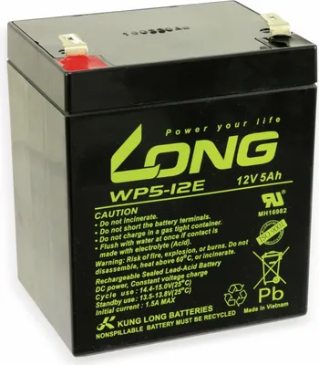 Obrázok produktu pre Olovený akumulátor KUNG LONG WP5-12E, 12 V-/5 Ah, odolný voči cyklom