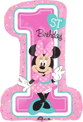 Produktbild von amscan Folienballon Disney Minnie 1st Birthday 71cm