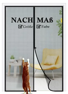 Produktbild von Fliegengitter Tür mit Katzenschutznetz, Magnetvorhang für Balkon/Terrasse, ohne Bohren, individuell anpassbar, reißfestes Polyester, winddicht