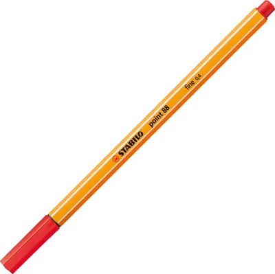 A single orange and red pen is shown diagonally against a white background.