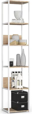 Produktbild von BDW Modernes Loft-Regal Aus Metall, Regal Wohnzimmer, Weiss / Eiche Sonoma