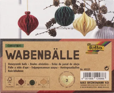 Produktbild von folia Wabenbälle CHRISTMAS 3er Set Kugeln