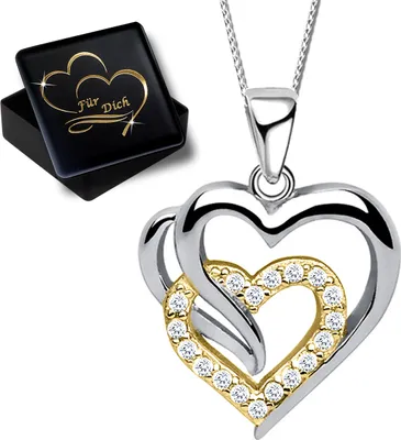 Produktbild von Damen Mädchen Herz Halskette mit Anhänger echt 925 Sterling Silber K822+V11+45cm