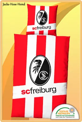 Produktbild von SC Freiburg Bettwäsche Wappen Logo Greif Jutebeutel Rot Weiß Gr: 135x200cm