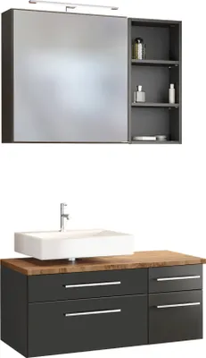 Produktbild von Held Möbel Unterbecken-Set Davos 90 cm -G- (links) graphit/matt grau