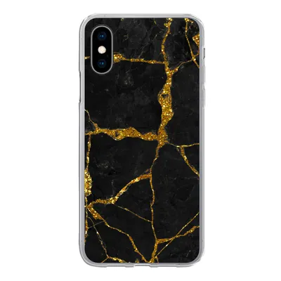 Produktbild von MuchoWow® Handyhülle Schutzhülle Hülle für iPhone X Marmor - Gold - Schwarz - Marmoroptik - Glitter Silikon Softcase Handy Hülle - Handyhülle