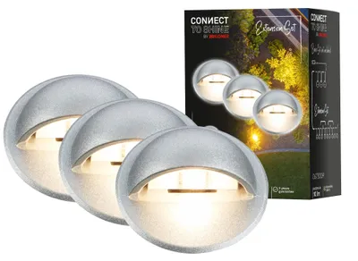 Productafbeelding van Briloner LED buitenverlichting, inbouwspots voor de grond, teak, Connect to Shine, aanvullingsset van 3 stuks, 10W, warm wit