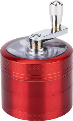 Produktbild von 55 mm Handkurbel-Kräutermühle aus Zinklegierung, Muller-Mühle, Rauchzerkleinerer, Raucherzubehör, Rot