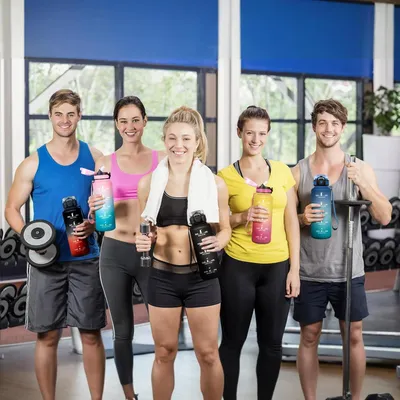 Produktbild von Motivierende Trinkflasche - Sportflasche mit Strohhalm - 1,5 Liter