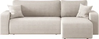 A corner sofa with pillows, shown from the front against a white background.
