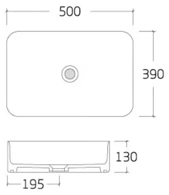 Produktbild von Aufsatzwaschbecken KW6127 - Sanitärkeramik - 50 x 39 x 13 cm, Farbe:Weiß glänzend, Ablaufgarnitur wählbar:Ohne Ablaufgarnitur